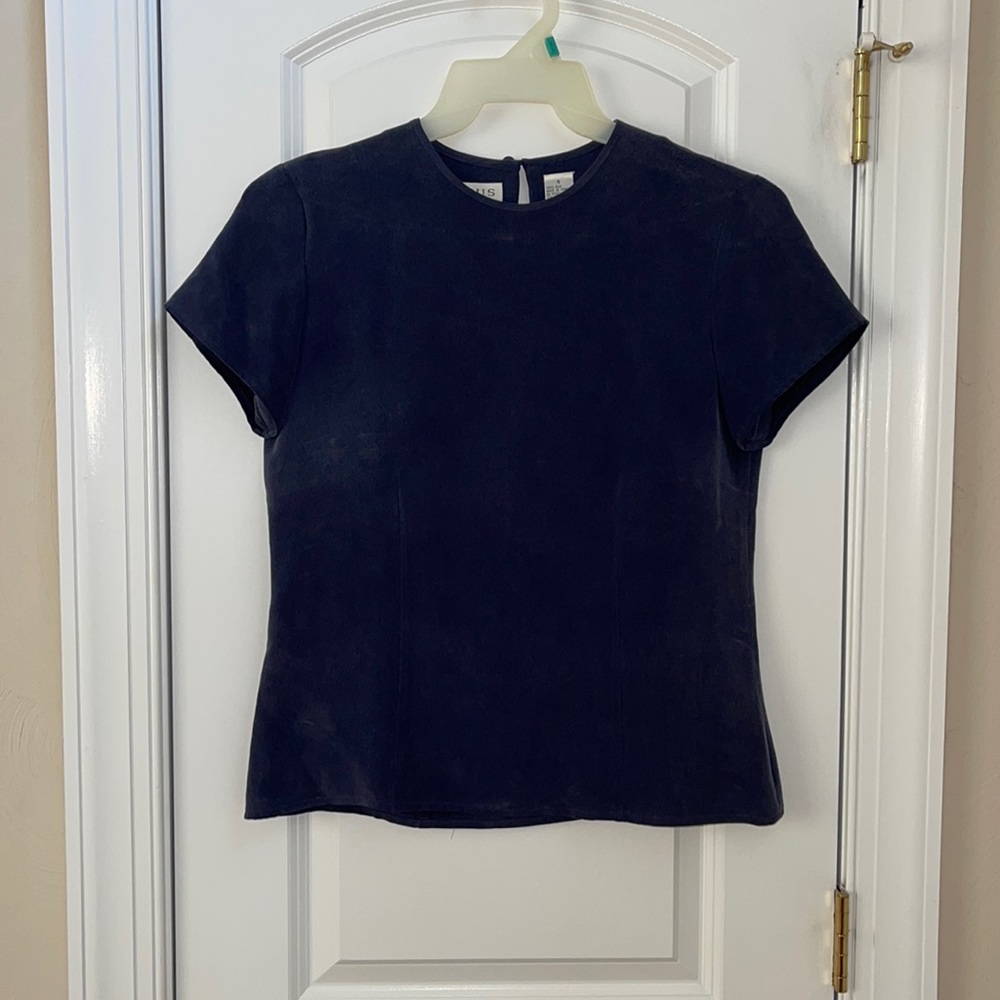 Blue silk blouse